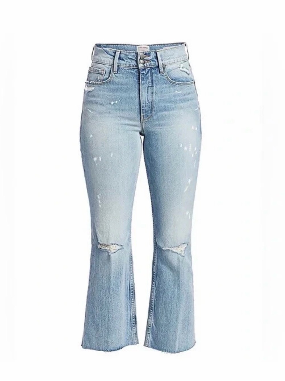 Frame Sylvie Heritage Kick Boot denim Light Blue size 33 Distressed Womens Jeans